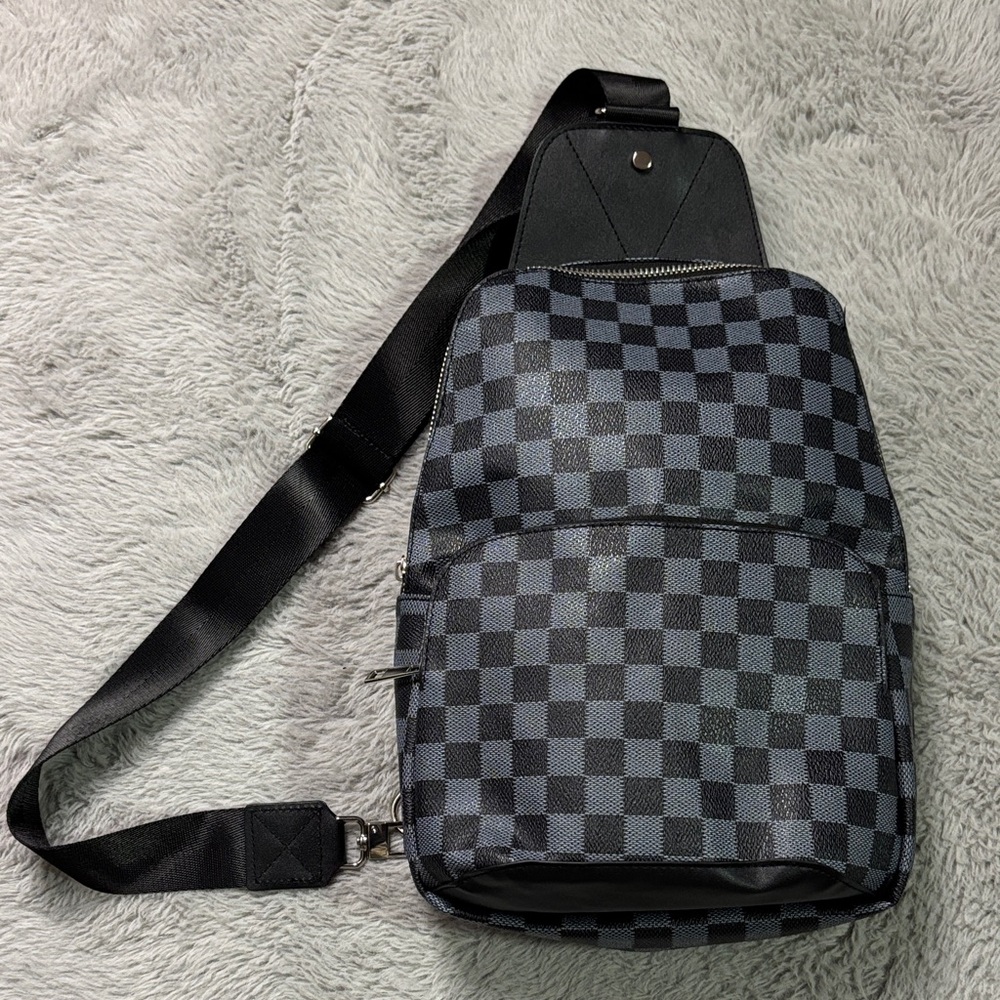 Stylish Black and Gray Checkered sling Bag